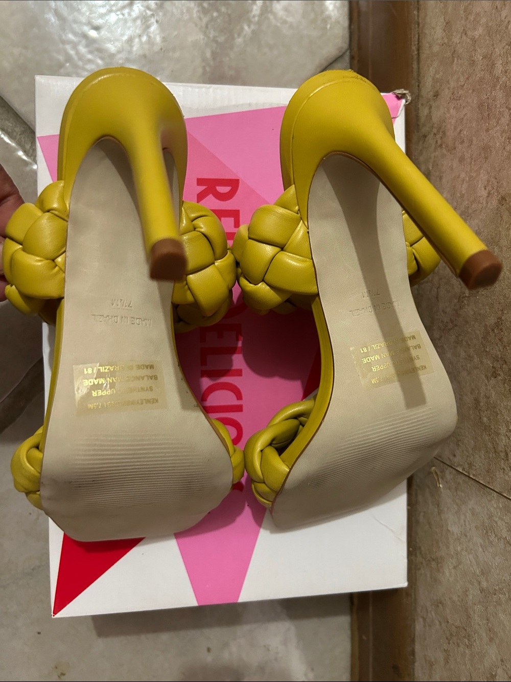 Steve Madden Yellow Braided Double-Strap Slide Mules - Picture 5 of 5